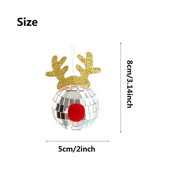 5 Stück Disco-Spiegel Elchhorn-Weihnachtskugeln Silberne Weihnachtsbaumdekoration Reflektierende hängende Discokugeln Dekoration für Weihnachten, Feiertage, Hochzeiten, Geburtstage, Disco-Partys, Ornamentzubehör
