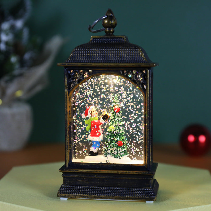 Weihnachtsdekoration Leuchtende Wasserinjektion Flache Sturm Laterne Tischdekoration