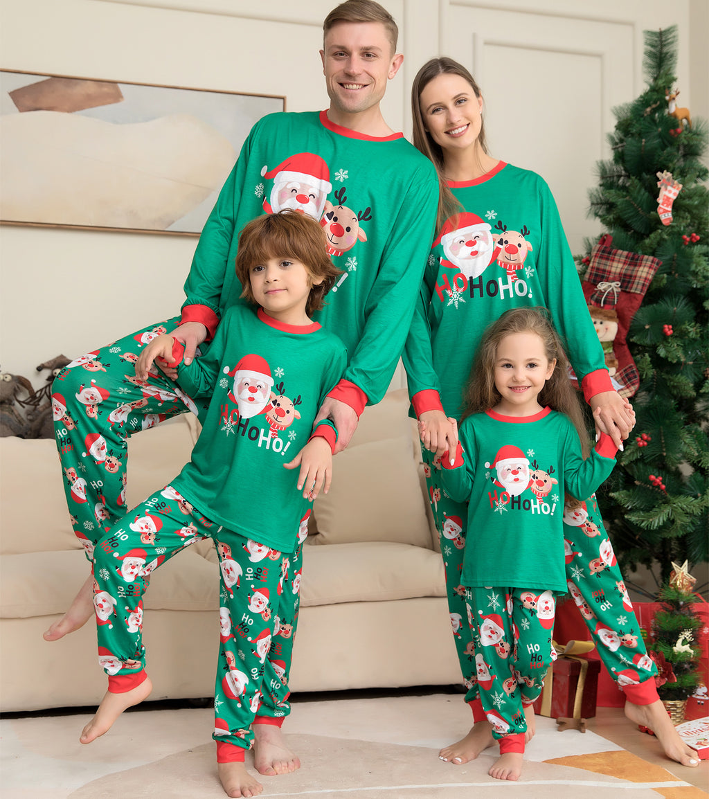 Weihnachtspyjamas für die ganze Familie Passende Weihnachtspyjamas für die ganze Familie Oberteil mit Weihnachtsmann-Aufdruck Nachtwäsche