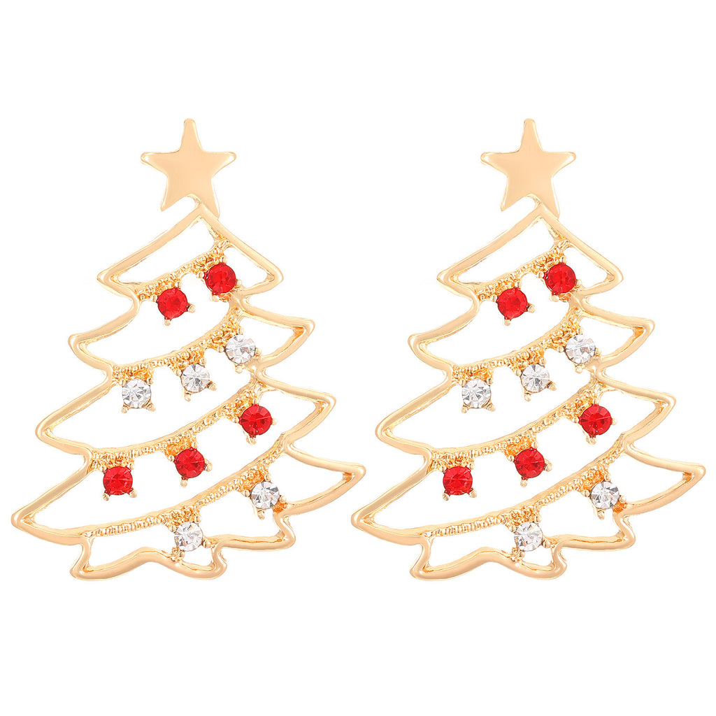 Weihnachts-Ohrringe mit Weihnachtsbaum Bunte Zirkon-Weihnachtsbaum-Ohrringe  Für Frauen Persönliche Ohrringe Party-Schmuck Weihnachtsgeschenk